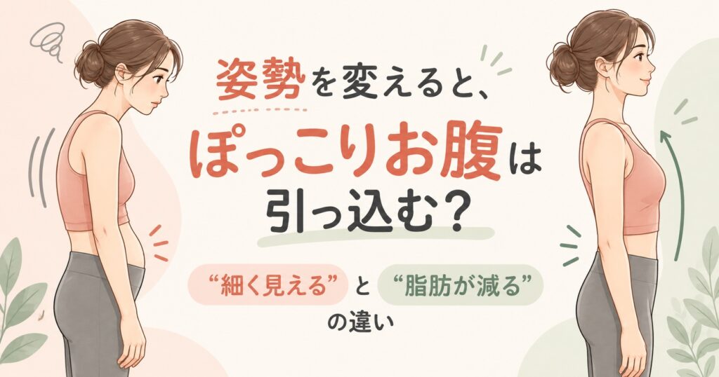 姿勢を変えると、ぽっこりお腹は引っ込む？「細く見える」と「脂肪が減る」の違い
